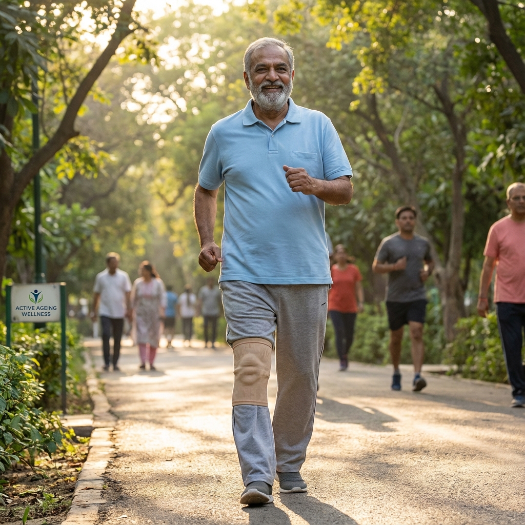 Happy person moving comfortably